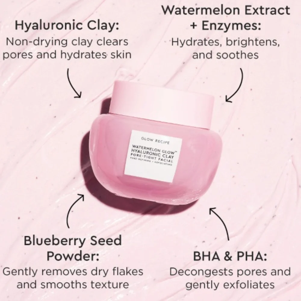 💎 Glow Recipe Watermelon Glow Hyaluronic Clay Pore-Tight Facial Mask Full-Size